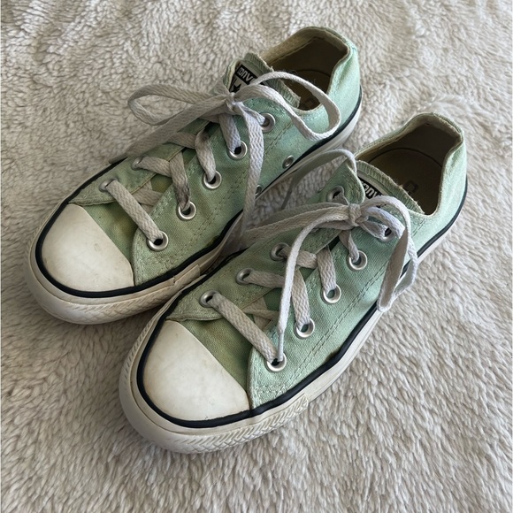 Converse low top mint green aqua canvas lace up sneakers - Picture 2 of 11
